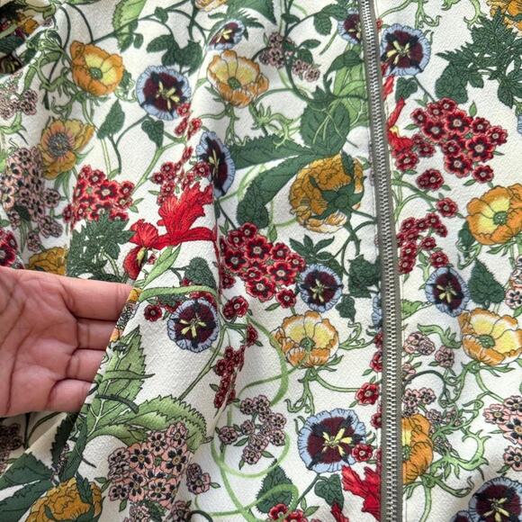 Zara TRF Floral Jacquard Bomber Jacket Olive Trim Multicolor Small - Picture 5 of 7